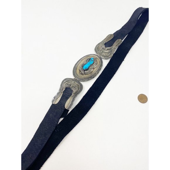 577 Rare Vintage Signed Les Baker Shop Bisbee Turquoise Sterling Navajo Belt main image 5